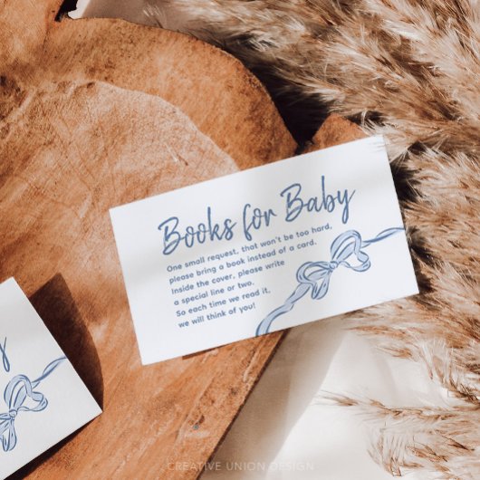 Handgezeichnete Blue Bow Boy Baby Shower Books für Visitenkarte