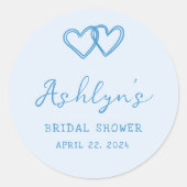 Handgezeichnete Blue Heart Brautparty Aufkleber (Vorderseite)