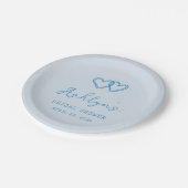 Handgezeichnete Blue Heart Brautparty Paper Teller (Schrägansicht)
