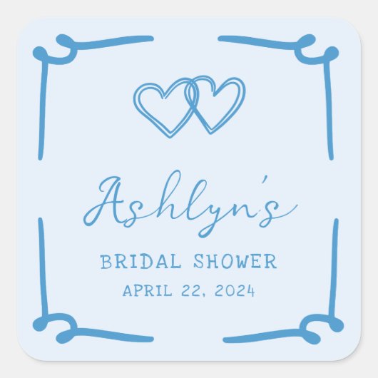 Handgezeichnete Blue Heart Brautparty Stickers (Vorderseite)