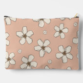 Handgezeichnete Blume auf rosa Muster für sie Zubehörtasche (Rückseite)