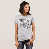 Handgezeichnete Blume Doodles Schwarz-Weiß-Pflanze T-Shirt (Vorne ganz)