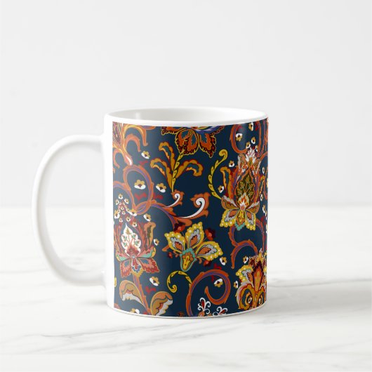 Handgezeichnete Blume: farbiges Marinemuster Kaffeetasse (Links)