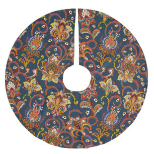 Handgezeichnete Blume: farbiges Marinemuster Polyester Weihnachtsbaumdecke