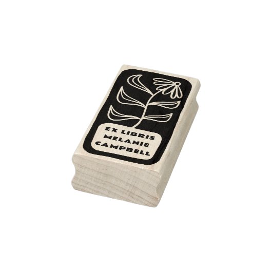 Handgezeichnete Blume Fett Retro Ex Libris Buch Gummistempel (Stempel)