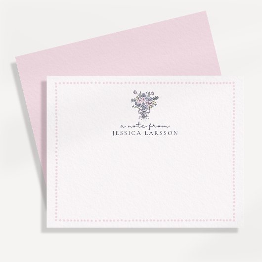 Handgezeichnete Blume, gepunkteter Rahmen, eine Ka Einladung