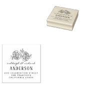 Handgezeichnete Blume Hochzeitsnamen und Rücksende Gummistempel (Stempel)