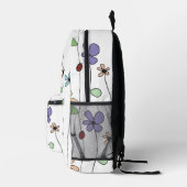 Handgezeichnete Blume & Ladybug Bedruckter Rucksack (Rechts)