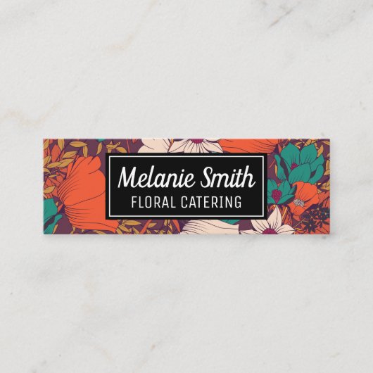 Handgezeichnete Blume Mini Visitenkarte (Vorderseite)