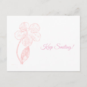 Handgezeichnete Blume Minimalistische Rosa Postkar Postkarte