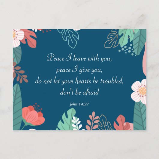 Handgezeichnete Blume mit John 14:27 Bible Verse Postkarte (Vorderseite)