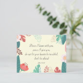 Handgezeichnete Blume mit John 14:27 Bible Verse Postkarte (Stehend Vorderseite)