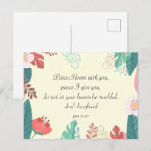 Handgezeichnete Blume mit John 14:27 Bible Verse Postkarte (Vorne/Hinten)