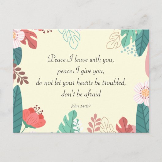 Handgezeichnete Blume mit John 14:27 Bible Verse Postkarte (Vorderseite)