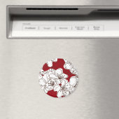 Handgezeichnete Blume mit weißem Apfelwein auf Rot Magnet (In Situ (Geschirrspüler))