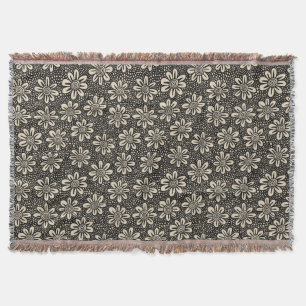 Handgezeichnete Blume Muster 140617 - Schwarz auf  Decke