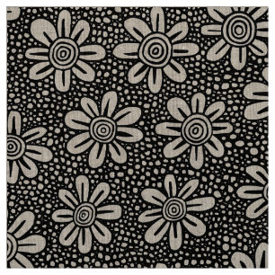 Handgezeichnete Blume Muster 140617 - Schwarz Stoff
