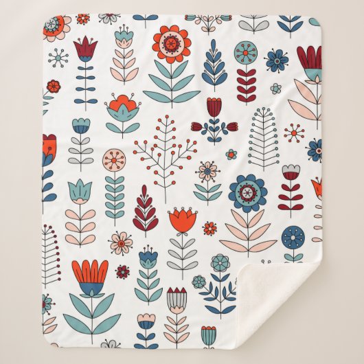 Handgezeichnete Blume nahtlos Sherpadecke (Vorderseite)