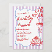 Handgezeichnete Blume Pancakes Fun Geburtstag Brun Einladung (Vorderseite)