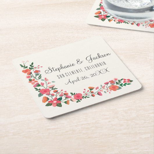 Handgezeichnete Blume Rechteckiger Pappuntersetzer (angewinkelt)