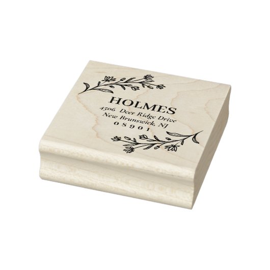 Handgezeichnete Blume Sprigs Name und Anschrift Gummistempel (Stempel)