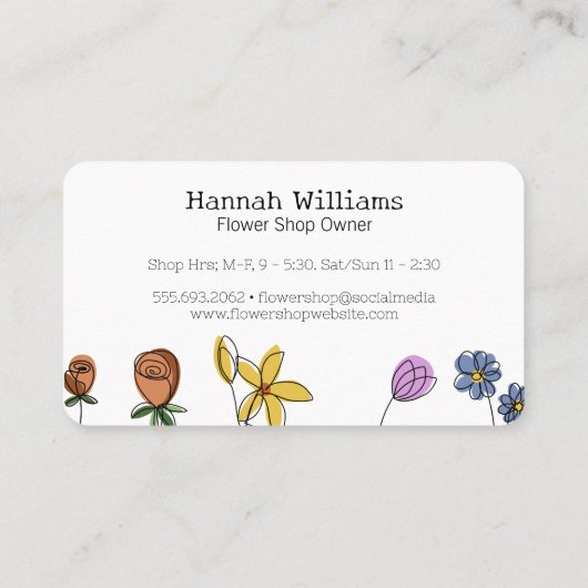 Handgezeichnete Blume Visitenkarte (Rückseite)