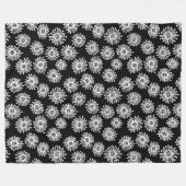 Handgezeichnete Blume - Weiß auf Schwarz Fleecedecke (Vorderseite (Horizontal))