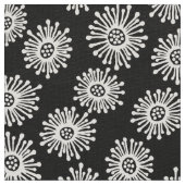 Handgezeichnete Blume - Weiß auf Schwarz Stoff (Nahaufnahme)