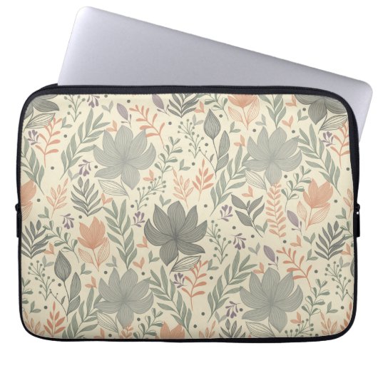 Handgezeichnete Blumen Laptopschutzhülle (Vorderseite)