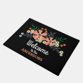 Handgezeichnete Blumen mit Namen Fußmatte (Schrägansicht)