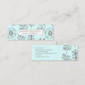 Handgezeichnete Blumendoodle Doula Aqua Birth Coac Mini Visitenkarte (Vorne/Hinten)