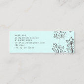 Handgezeichnete Blumendoodle Doula Aqua Birth Coac Mini Visitenkarte (Rückseite)