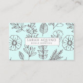 Handgezeichnete Blumendoodle Doula Aqua Birth Coac Visitenkarte (Vorderseite)