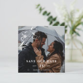 Handgezeichnete Blumenhochzeit QR Code Foto Square Save The Date (Stehend Vorderseite)