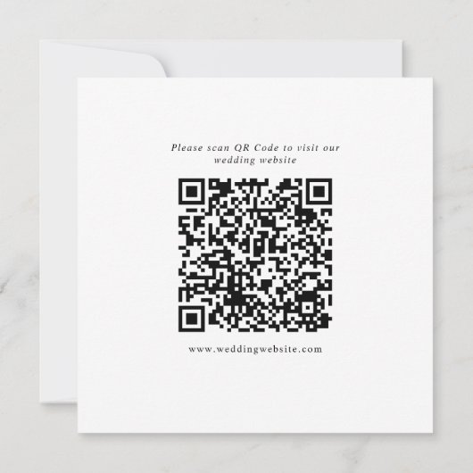Handgezeichnete Blumenhochzeit QR Code Foto Square Save The Date (Rückseite)