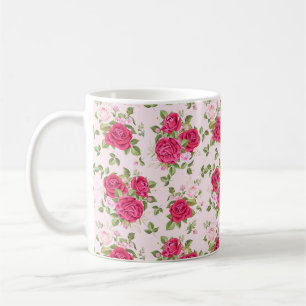 Handgezeichnete Blumenmuster-Blätter Nahtloses Mus Kaffeetasse