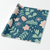 Handgezeichnete, blumenstilische Stoffe. Nahtmuste Geschenkpapier (Ungerollt)