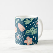 Handgezeichnete, blumenstilische Stoffe. Nahtmuste Kaffeetasse (VorderseiteRechts)