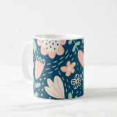 Handgezeichnete, blumenstilische Stoffe. Nahtmuste Kaffeetasse (Vorderseite Links)