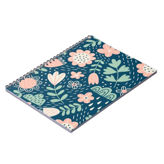 Handgezeichnete, blumenstilische Stoffe. Nahtmuste Notizblock (Linke Seite)