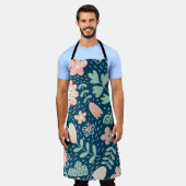 Handgezeichnete, blumenstilische Stoffe. Nahtmuste Schürze (Getragen)