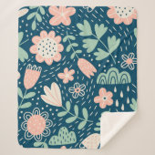 Handgezeichnete, blumenstilische Stoffe. Nahtmuste Sherpadecke (Vorderseite)