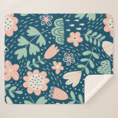 Handgezeichnete, blumenstilische Stoffe. Nahtmuste Sherpadecke (Vorderseite (Horizontal))