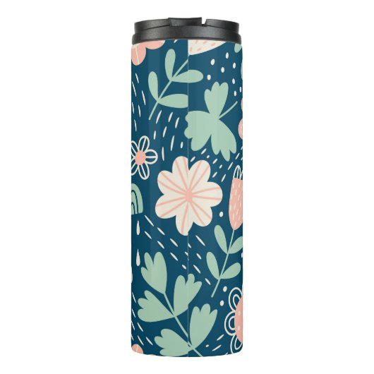 Handgezeichnete, blumenstilische Stoffe. Nahtmuste Thermosbecher (Rückseite)