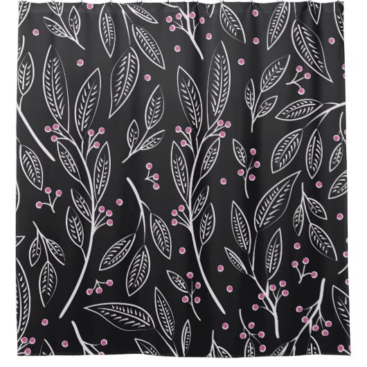 Handgezeichnete Blüte: Nahtloses Design Duschvorhang (Vorderseite)
