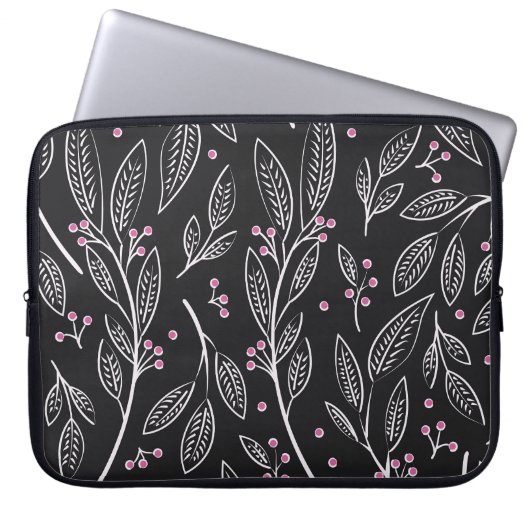 Handgezeichnete Blüte: Nahtloses Design Laptopschutzhülle (Vorderseite)