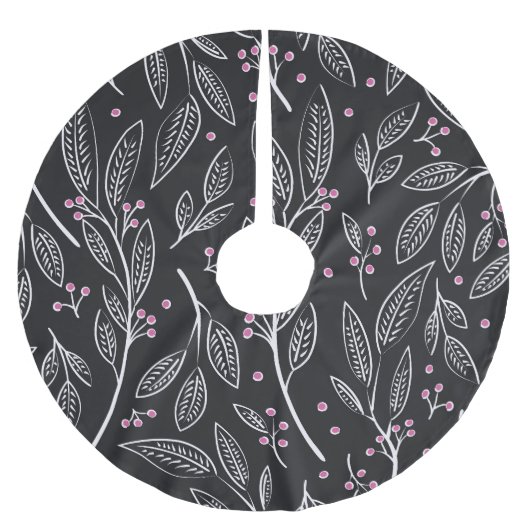 Handgezeichnete Blüte: Nahtloses Design Polyester Weihnachtsbaumdecke (Vorderseite)