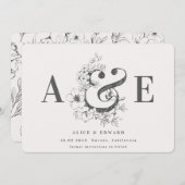 Handgezeichnete Blütenblätter Save the Date (Vorne/Hinten)