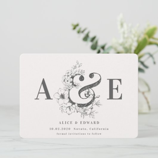 Handgezeichnete Blütenblätter Save the Date (Stehend Vorderseite)