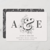 Handgezeichnete Blütenblätter Save the Date (Vorne/Hinten)